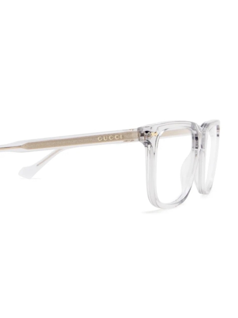 Gucci Transparent Square Glasses with Gold Detail - Picture 4 of 5